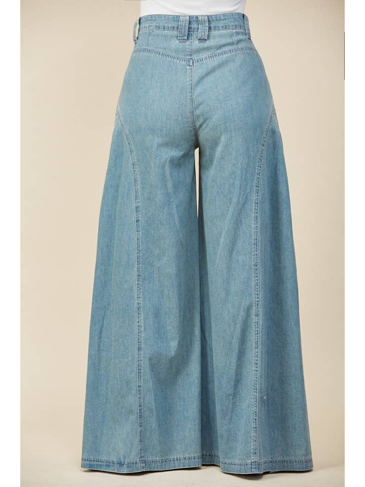 WIDE LEG PALAZZO FLOWY DENIM JEANS HIGH RISE PANTS for wholesale on Faire8