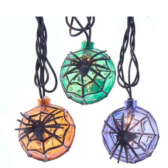 10L ORNAMENTG/PURPLE/GREEN BALL W/SPIDER SET for wholesale by Kurt S. Adler, Inc.