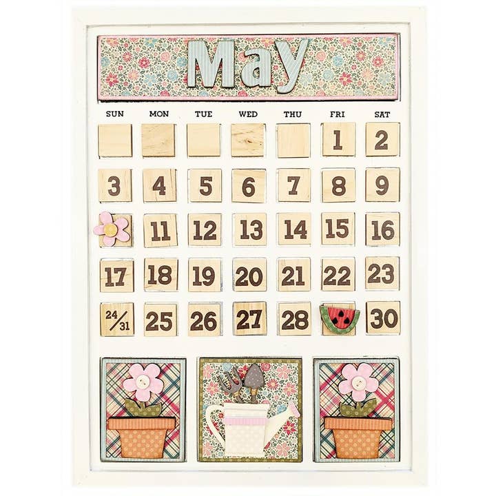 Foundations Decor – wholesale DIY craft kit – Magnetic Calendar - May - raw MDF DIY Decor1