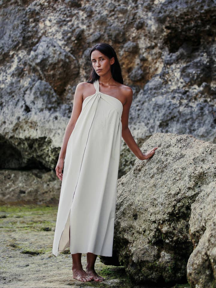 Pia Maxi Dress - Oatmeal for wholesale on Faire