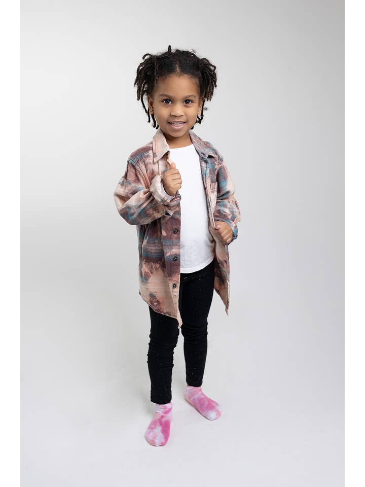 To Tie-Dye for Clothing - Wholesale Button Down Shirt - Kids - Child Bleach Dye Flannel Shirt5