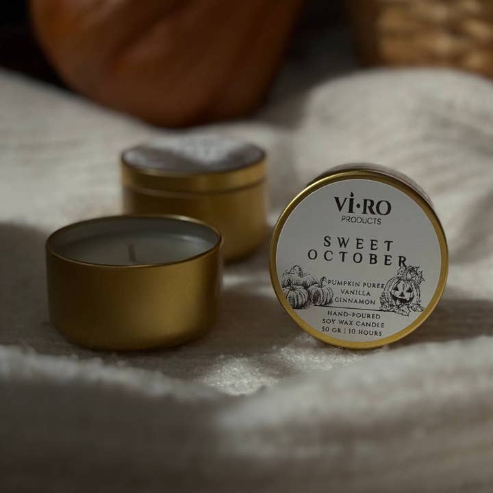Sweet October – Pumpkin Spice Soy Candle for wholesale by VI•RO Products