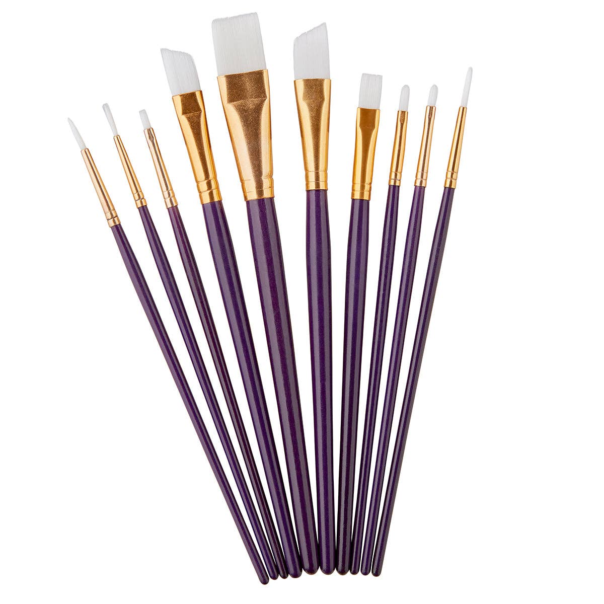 KINGART – wholesale Paint/wax brush – Studio White Nylon Brush Set - 10 Pieces2