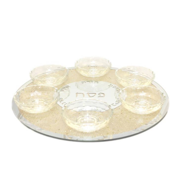 AULICA - Wholesale Decorative Tray - Golden crystal seder plate 42x42x6cm1