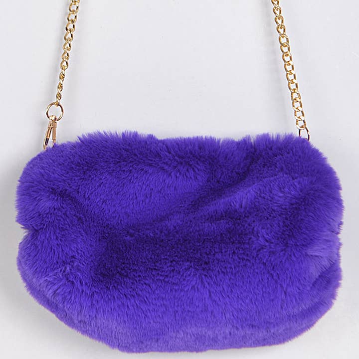 3AM BY H&D ACCESSORIES - Wholesale Clutch Bag - Women's - Faux Fur Clutch With Chain Details2