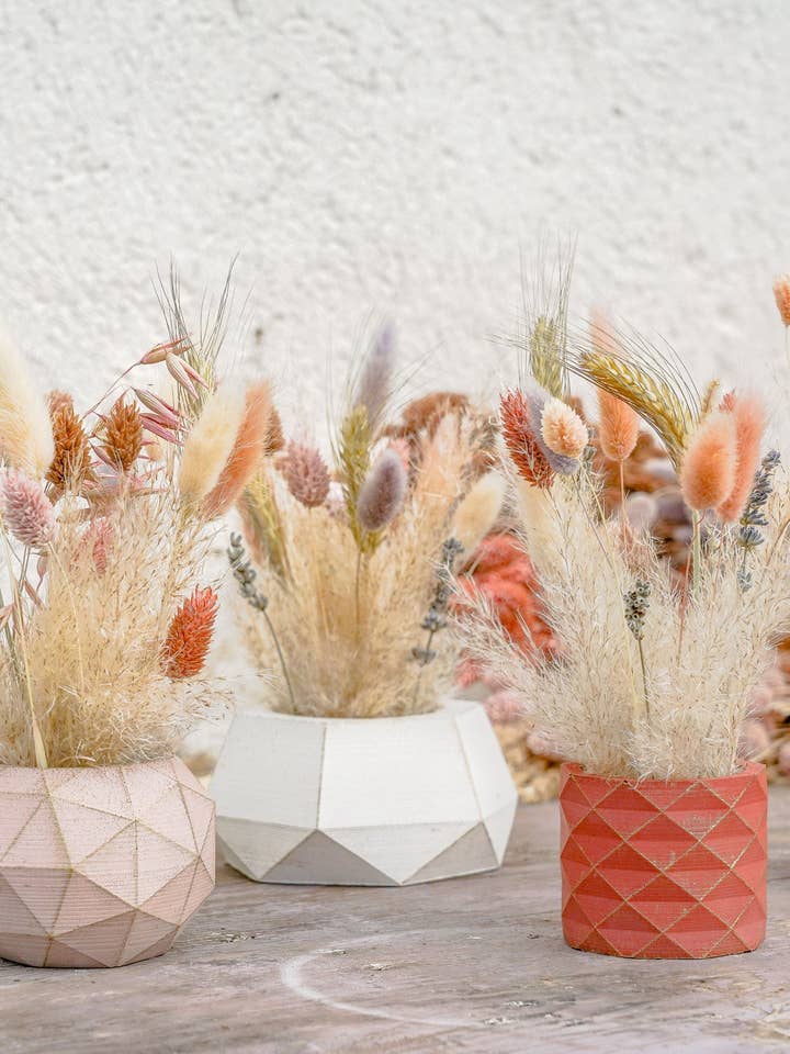 Boho Rustic Dried Flower Arrangement in Concrete Vase for wholesale by Nema Concept