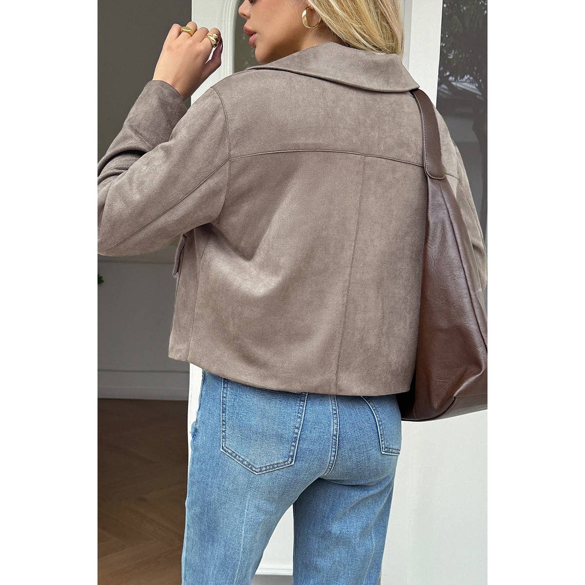 Supreme Fashion - Wholesale Jacket - Women's - Solid Suit Lapel Faux Suede Leather Jacket7