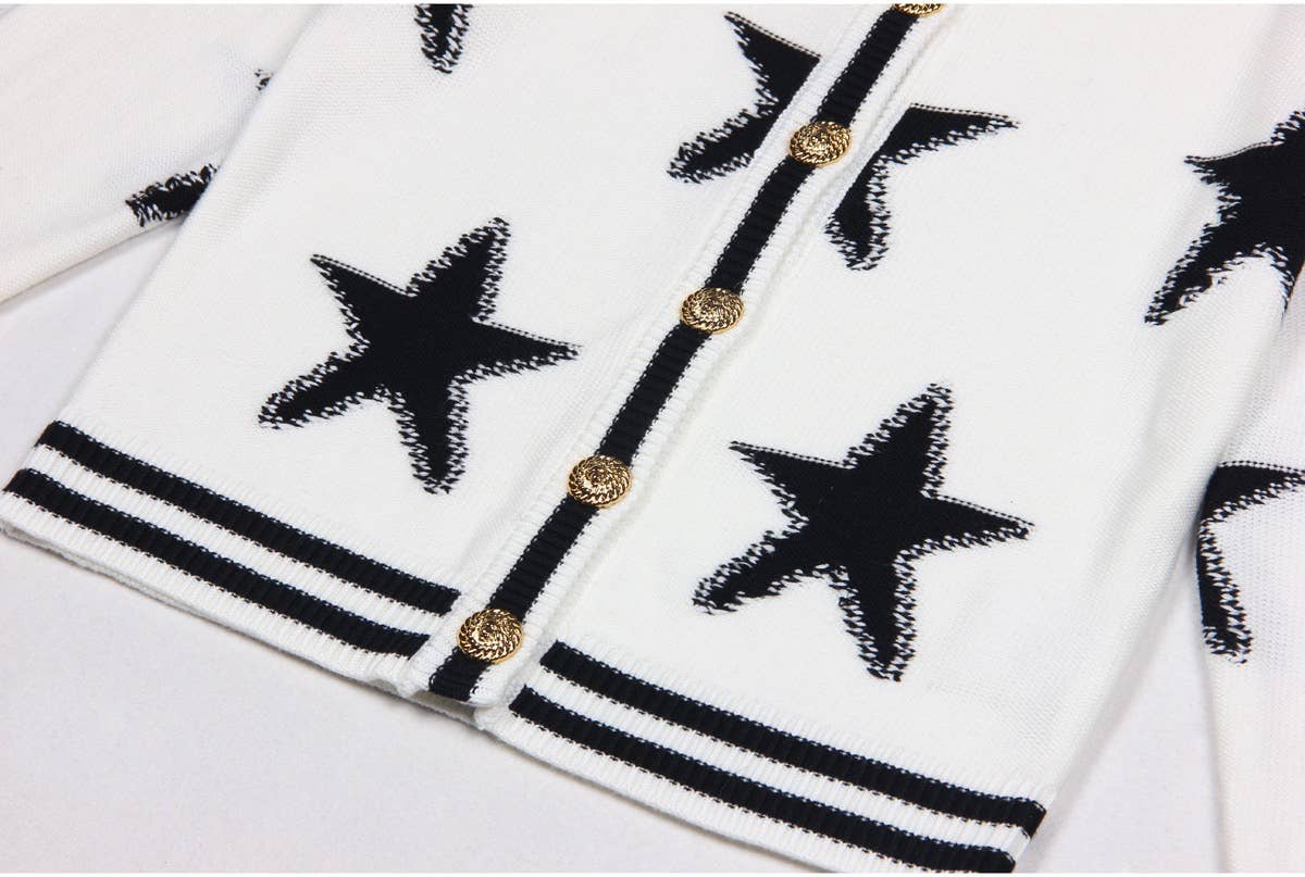 Productseeker - Wholesale Cardigan - Women's - JK029 Chic Star-Pattern Knit Cardigan - Spring/Autumn Top11
