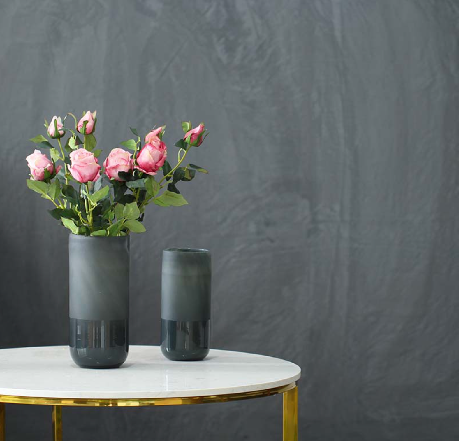 Noah Decoration – Vaso por atacado – Vaso de Vidro Cinzento Cilíndrico Jateado4