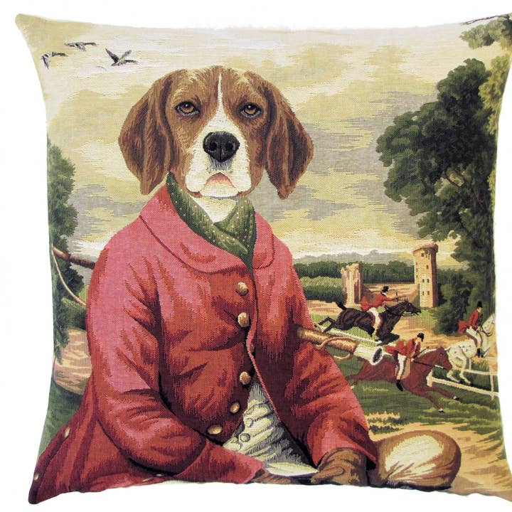 foxhunt pillow cover - beagle pillow - hunting decor for wholesale by yapatkwa - art of the loom