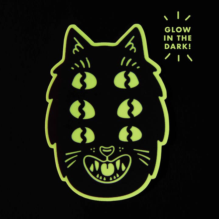 Glow in the Dark black cat vinyl sticker for wholesale by It's Not That Weird