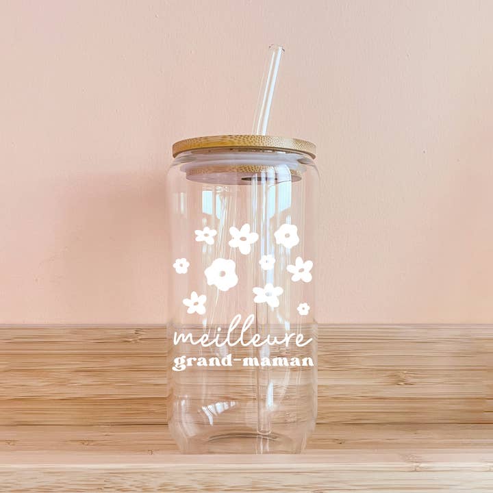 Copo boho - Melhor avó - flores brancas por atacado de MÖMY