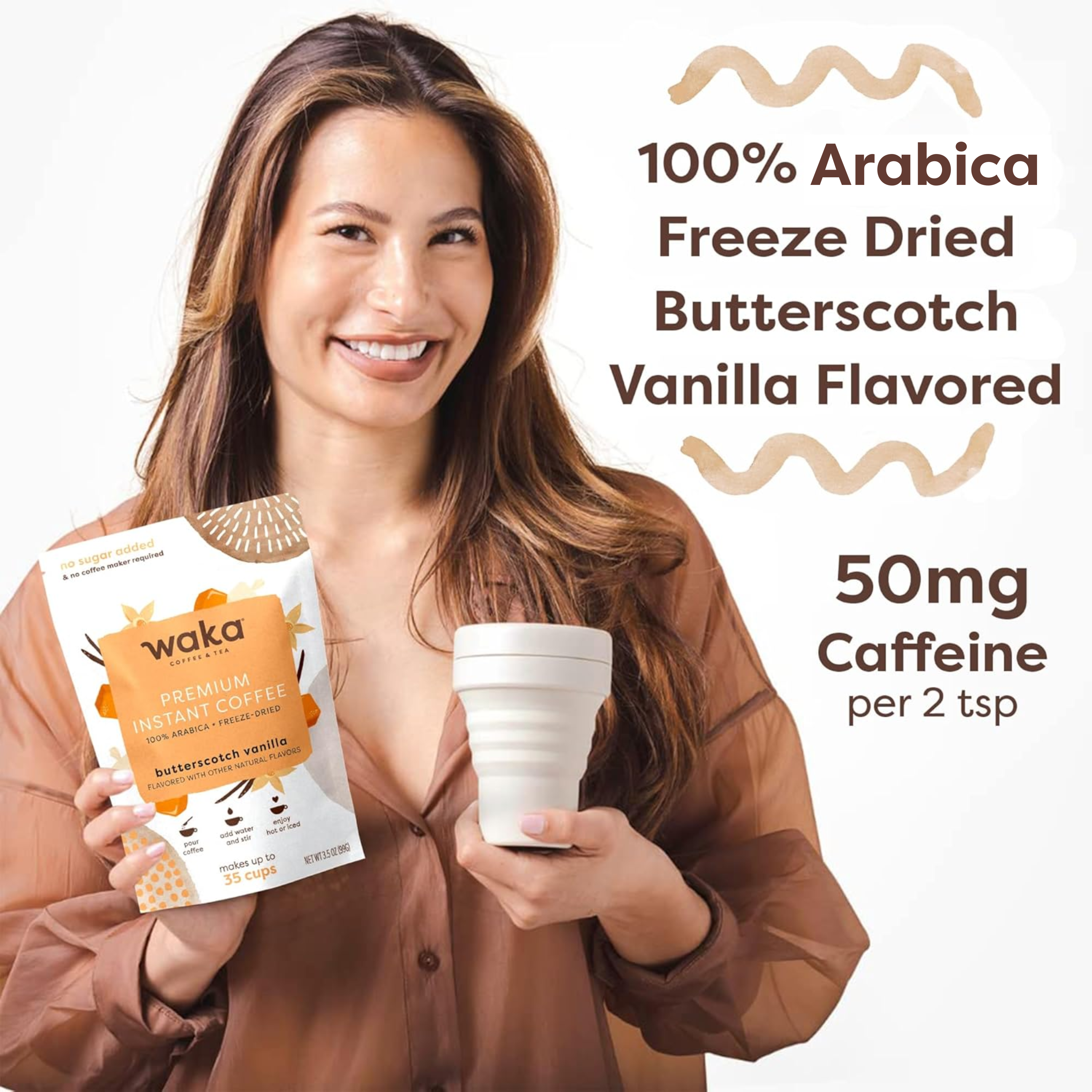 Waka Coffee & Tea - Wholesale Instant Coffee/Espresso - Butterscotch Vanilla Premium Instant Coffee 3.5 oz Bag4