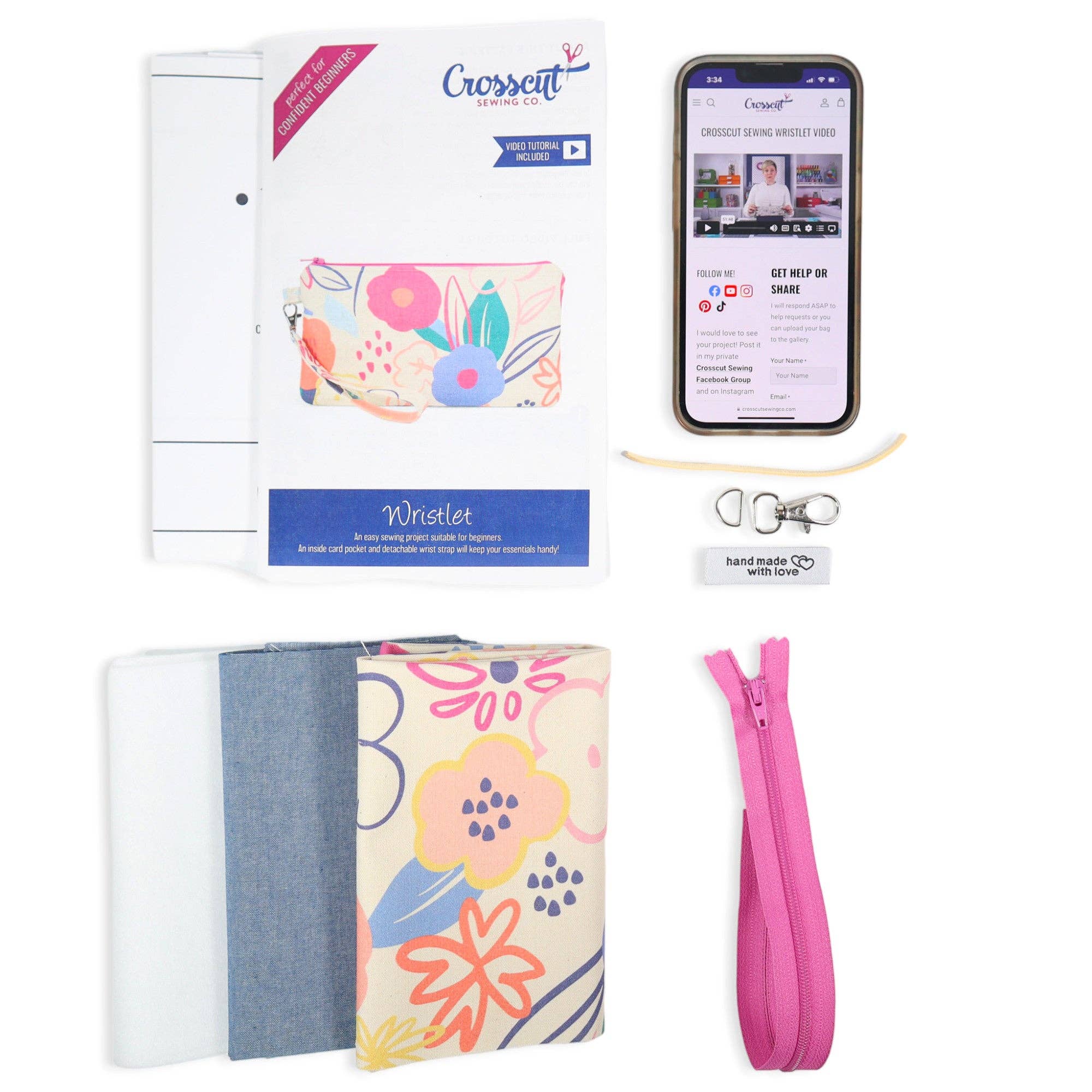 Crosscut Sewing Co. - Wholesale Craft Sewing Kit - Wristlet Sewing Kit - Adult Sewing Kit for Beginners7