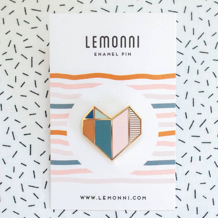 ORIGAMI HEART ENAMEL PIN for wholesale by LEMONNI