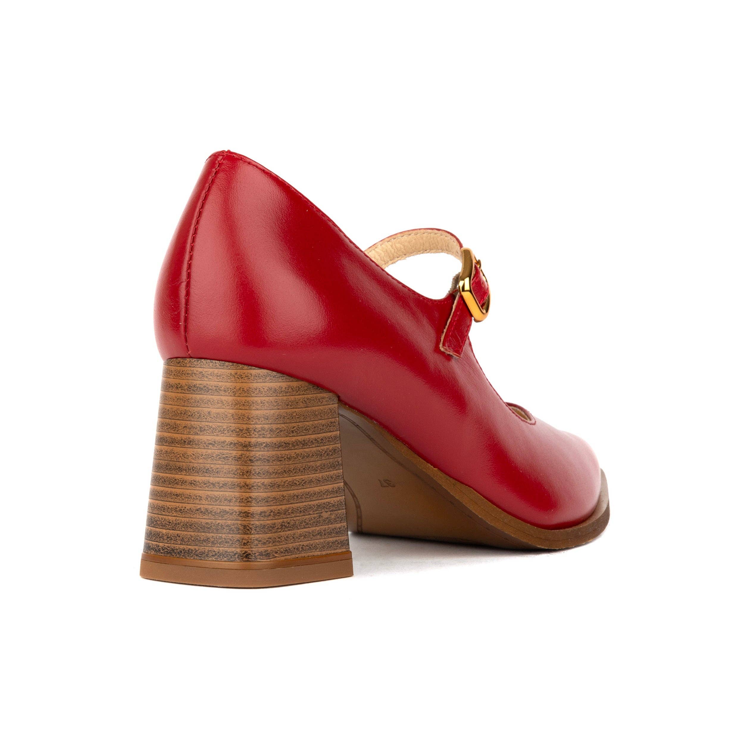 Embassy London – wholesale Low heels – Women′s – Hyde - Red - Women's Leather Mary Jane Pump4