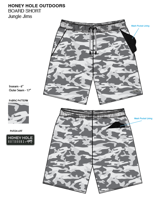 Honey Hole Outdoors - Wholesale Athletic Shorts - Men's - The Weekender Shorts - Fog Fight1