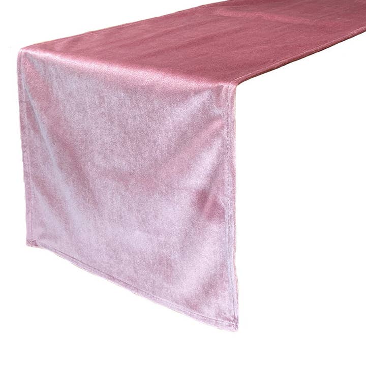 14 x 108 Inch Velvet Table Runner Dusty Rose for wholesale by YOUR CHAIR COVERS
