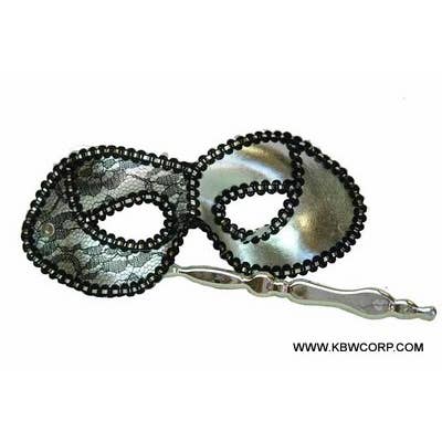 Silver Lace Stick Mask for wholesale by KBW Global Corp.
