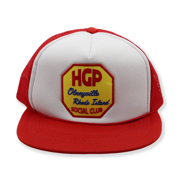 Vintage HGP Social Club Trucker Hat for wholesale by Hungry Ghost Press