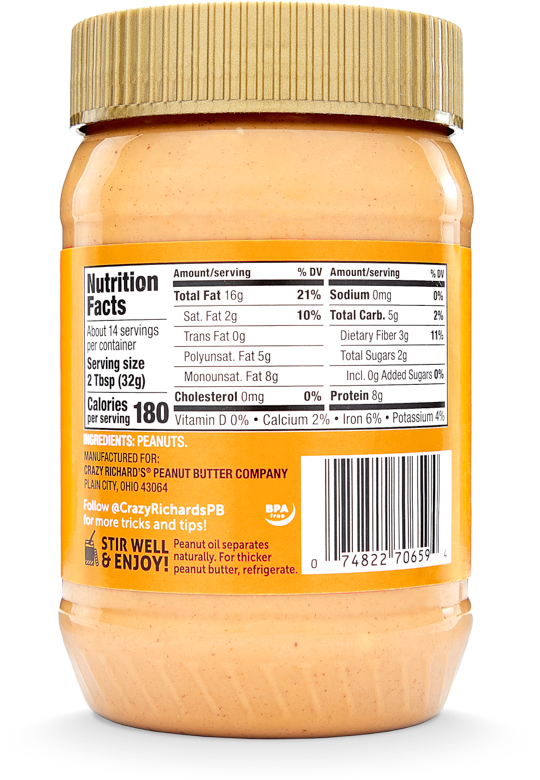 Crazy Richard's - Vente Beurres de noix - Beurre de cacahuète naturel croquant1