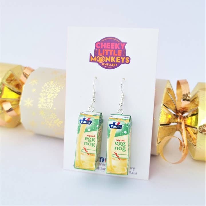 Orecchini Egg Nog per la vendita all'ingrosso da parte di Cheeky Little Monkeys Jewellery