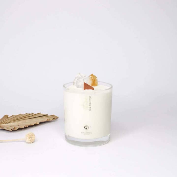 Pink Calypso | Candela di cristallo Citrine Prosperity per la vendita all'ingrosso da parte di Fullmoon Crystals