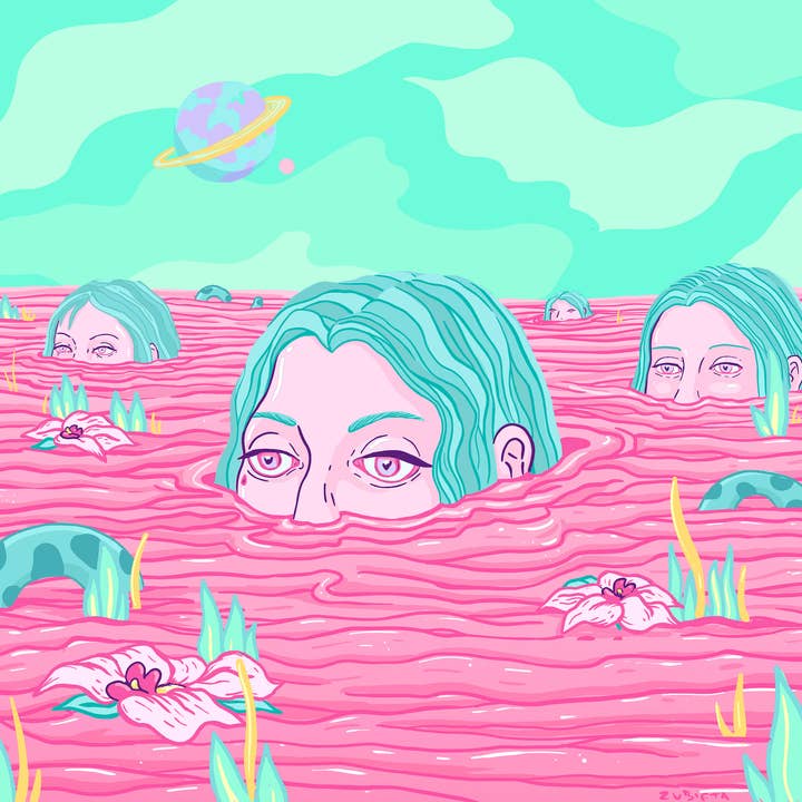 Halfway in the Pond art print by Marta Zubieta for engroshandel hos Zubieta Illustration