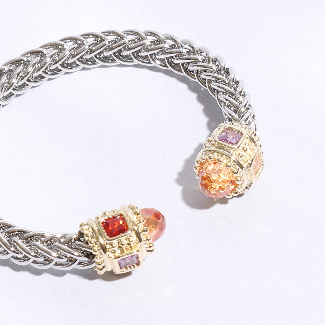 Fashion City - Vente Bracelet jonc - Bracelet jonc en forme de deux T, rond, entouré de pierres précieuses19