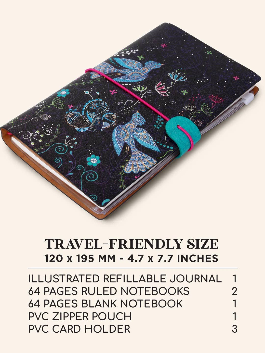 Doodle - Wholesale Journal/Diary - 7.90 x 5.00in -  Refillable Travel Journal with zipper pouch7