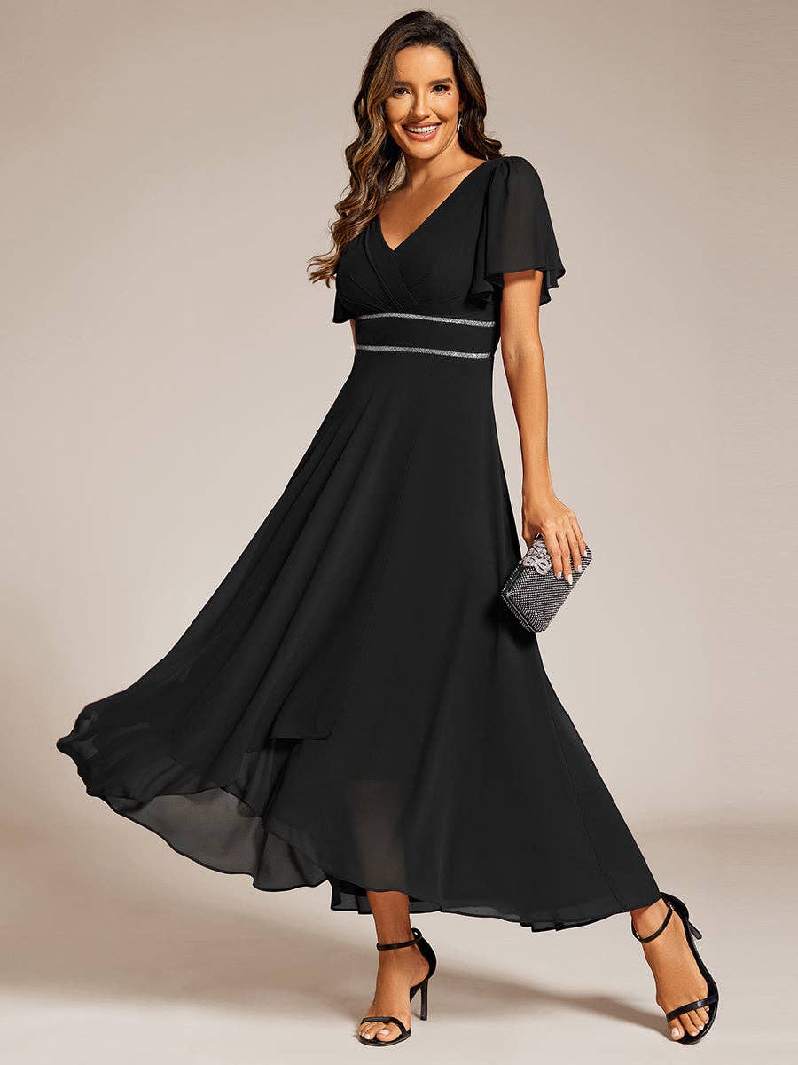 Ever-Pretty - Wholesale Dress - Women's - Asymmetrical A-Line Skirt Nine-Length Chiffon Dresses2