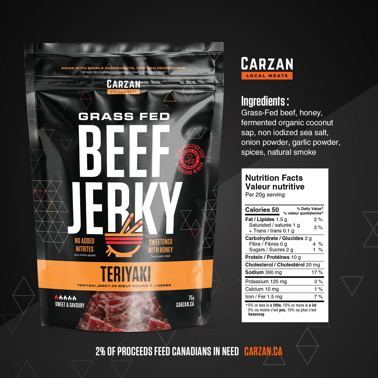 Carzan Local Meats - Vente Viande séchée - Boeuf Teriyaki Jerky2