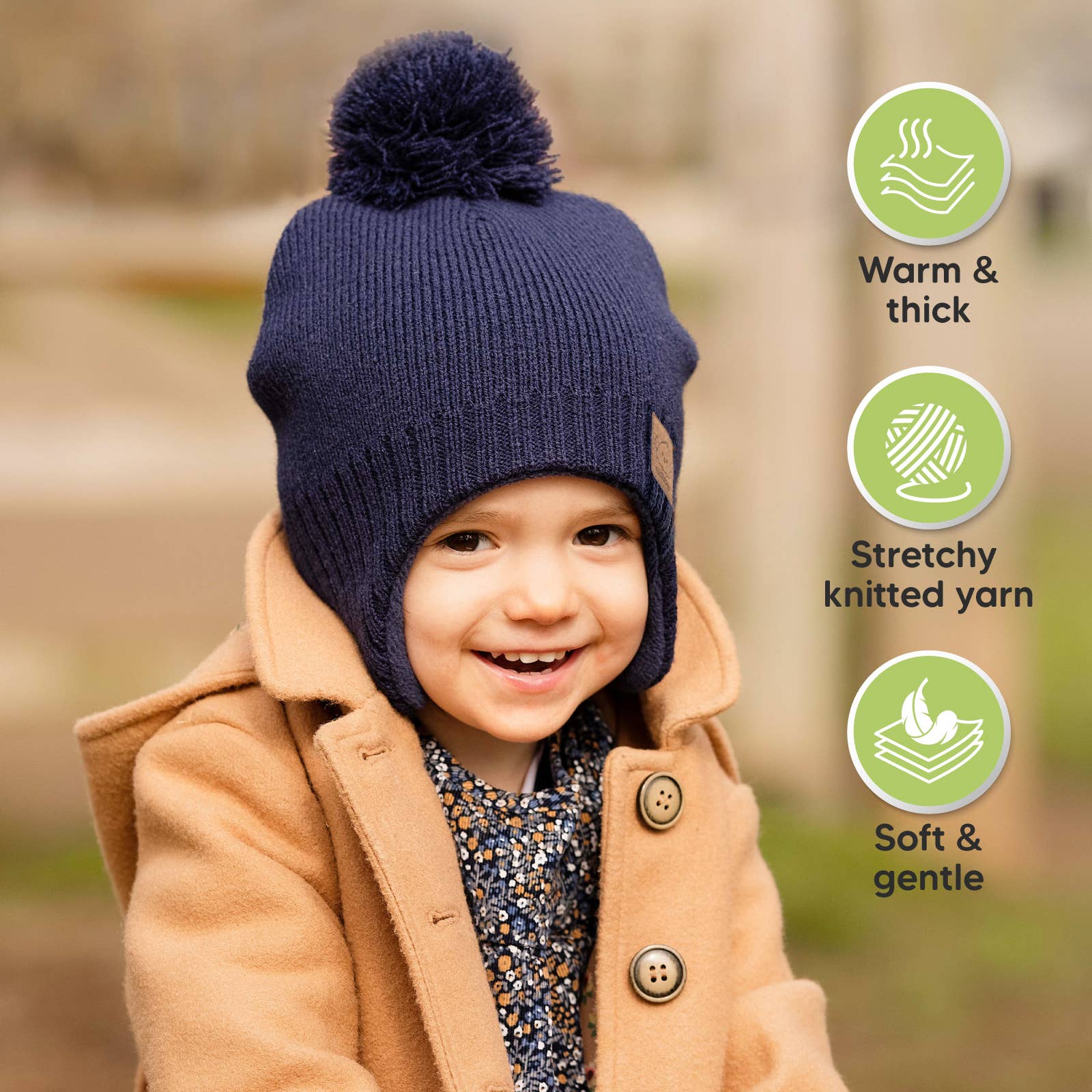 Navy KeaBabies Muff Baby Beanie for Newborn Baby Boys and Girls for wholesale on Faire4