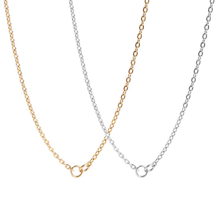 WJW - Wholesale Link & Chain Necklace - 18K Gold PVD Stainless Steel Loop Connector Chain Necklace