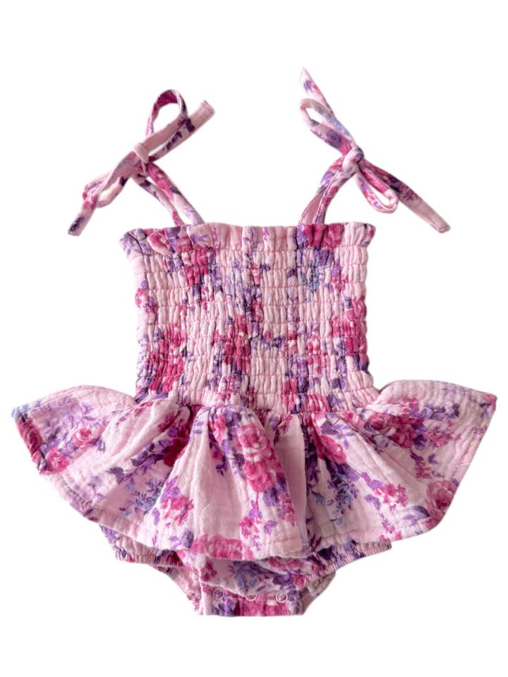SpearmintLOVE - Wholesale Bodysuit (Non-Footed) - Baby - Muslin Smocked Bubble w/ Skirt, Violet Rose