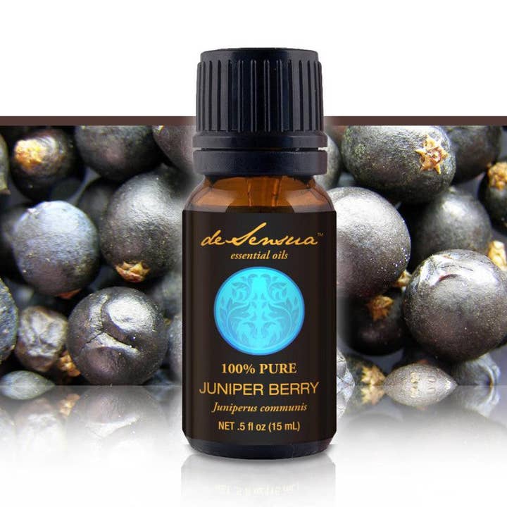 JUNIPER BERRY ÆTERISK OLIE - med 100% dokumenteret renhed - Mest populær til afgiftning og muskelkramper for engroshandel hos deSensua Oils
