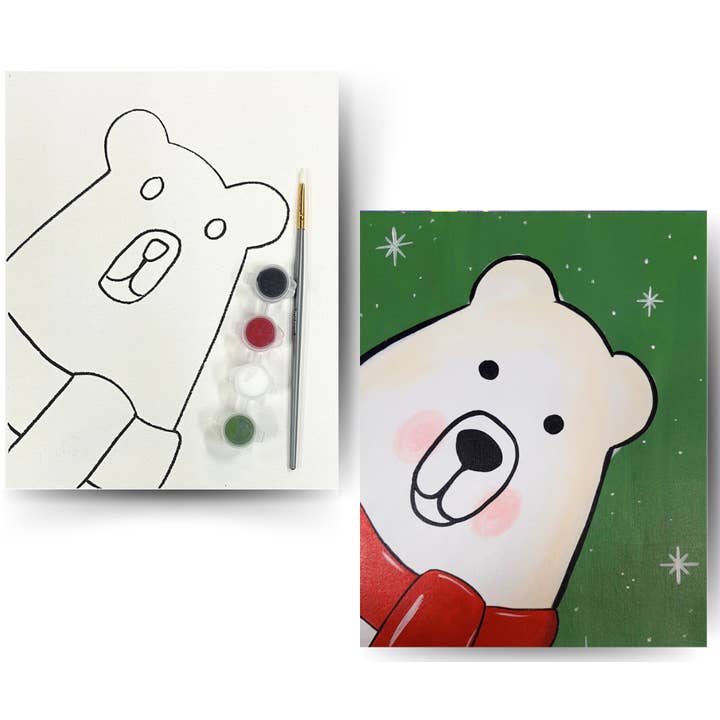 Polar Bear - DIY Canvas Paint Kit - Includes Paint & Brush for wholesale by Painted Grape