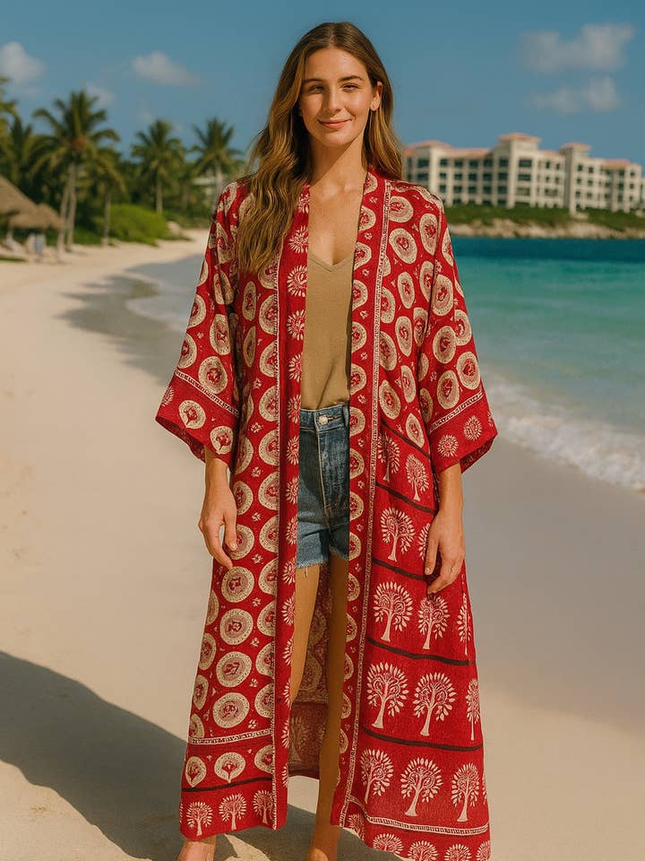 Meghcraft – wholesale Kimono – Women's – Recycled Silk kimonos for women - Body coverup1