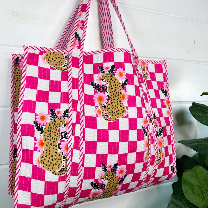 Folklore Couture - Wholesale Tote Bag - Women's - Quilted Tote Bag | Jaguar Print Tote | Large Shopping Tote