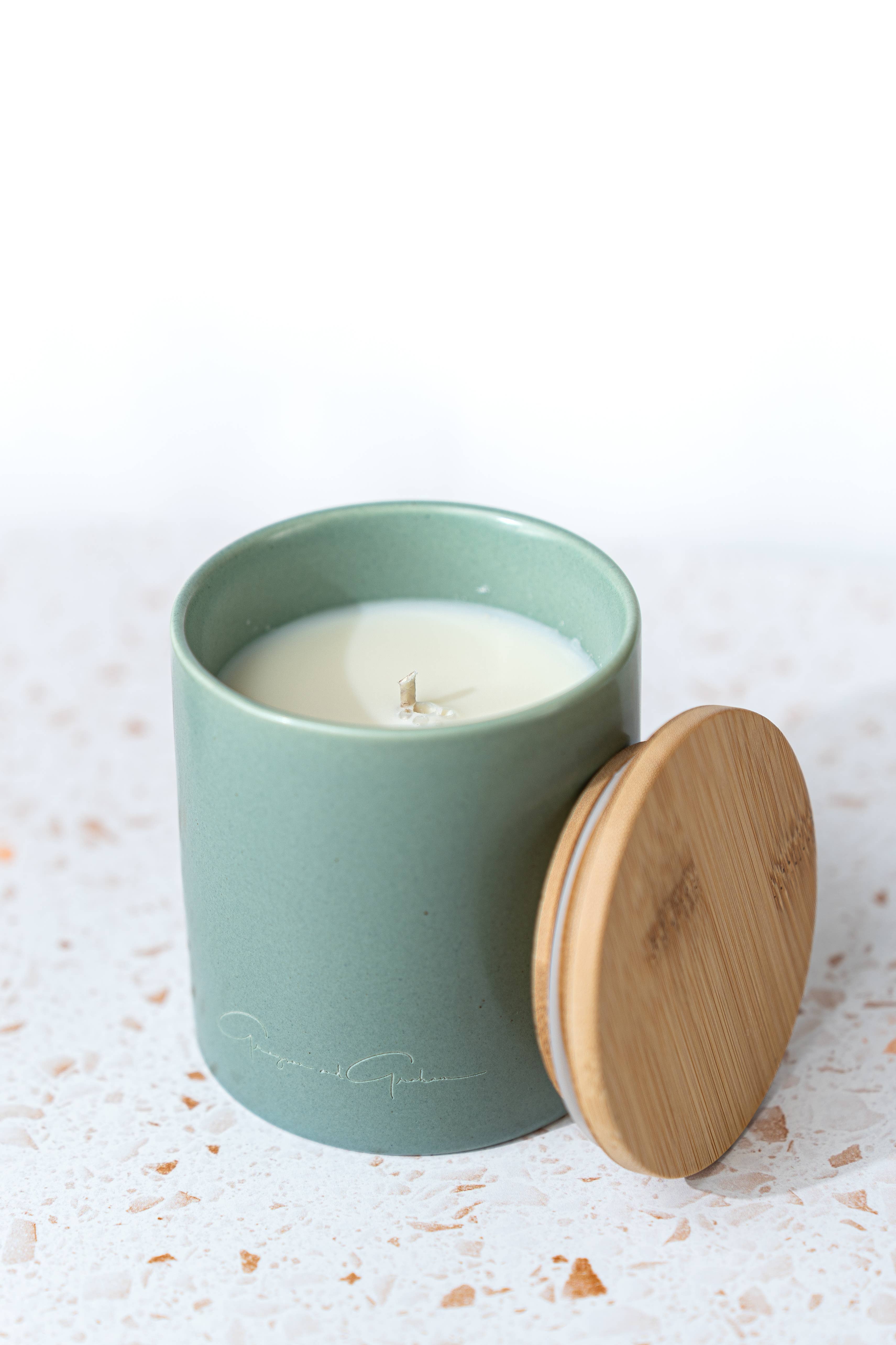 Wash and Wik - Wholesale Jar/Filled Candle - Toasted Coquito Soy Wax Candle - 1 Wick Ceramic Tumbler3
