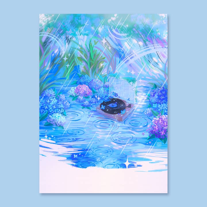 "Rainy Hydrangeas" Art Print & Postcard (2 SIZES) for wholesale by Prismono