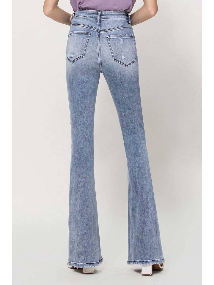 DANNY HIGH RISE CRISS CROSS BUTTON UP FLARE JEANS V3032 for wholesale on Faire4