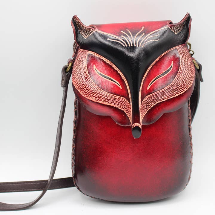 Sunflower Handmade leather inc - Wholesale Crossbody Bag - Women's - Leather red Fox Pouch purse handbag crossbody