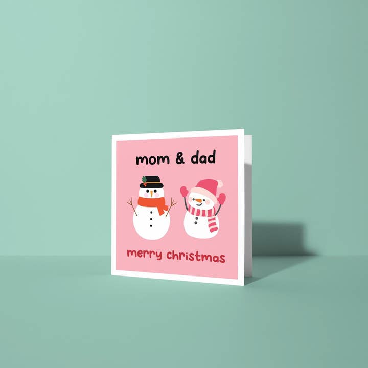 Mom and Dad Snowmen - Christmas Card for Parents for wholesale by Peacock Printing