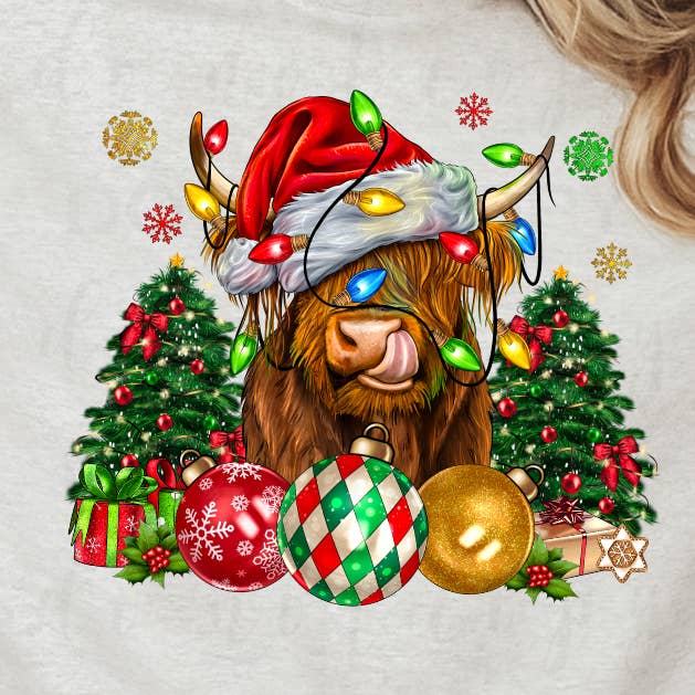 403 Designs - Wholesale Sublimation Transfer - Christmas Highland Cow DTF Transfer0