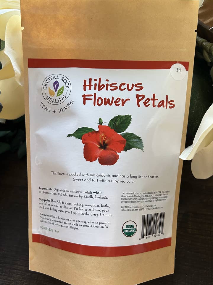 Hibiscus Flower Petals 1oz Organic for wholesale by Crystal Rock Healing, LLC
