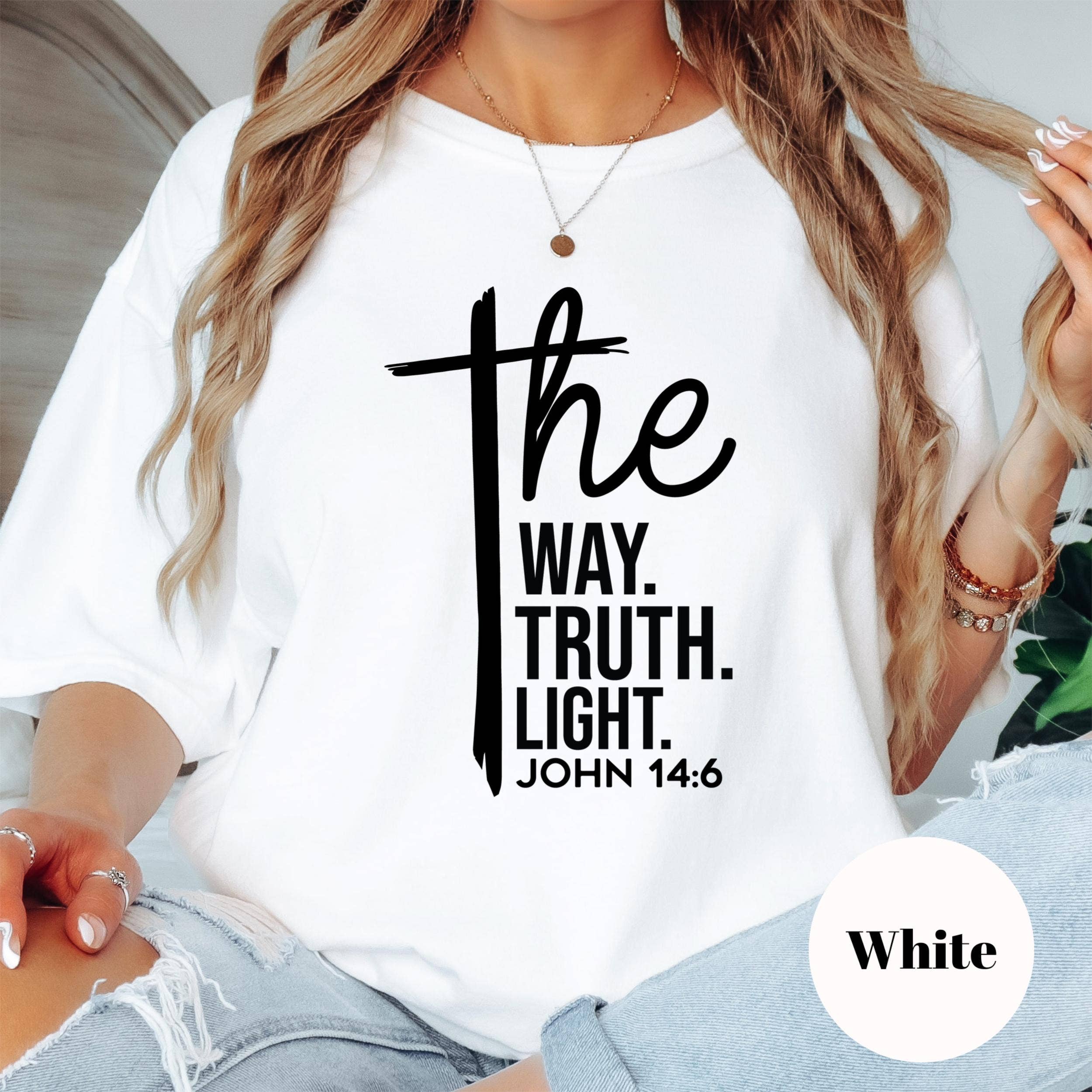 Epic Life  - Designed - Wholesale Screen Printed T-Shirt - Women's - John 14:6 Comfort Colors® Shirt, The Way The Truth The Light Christian Tee, Bible Verse Faith Shirt, Scripture Shirt, Religious Gift Tee6