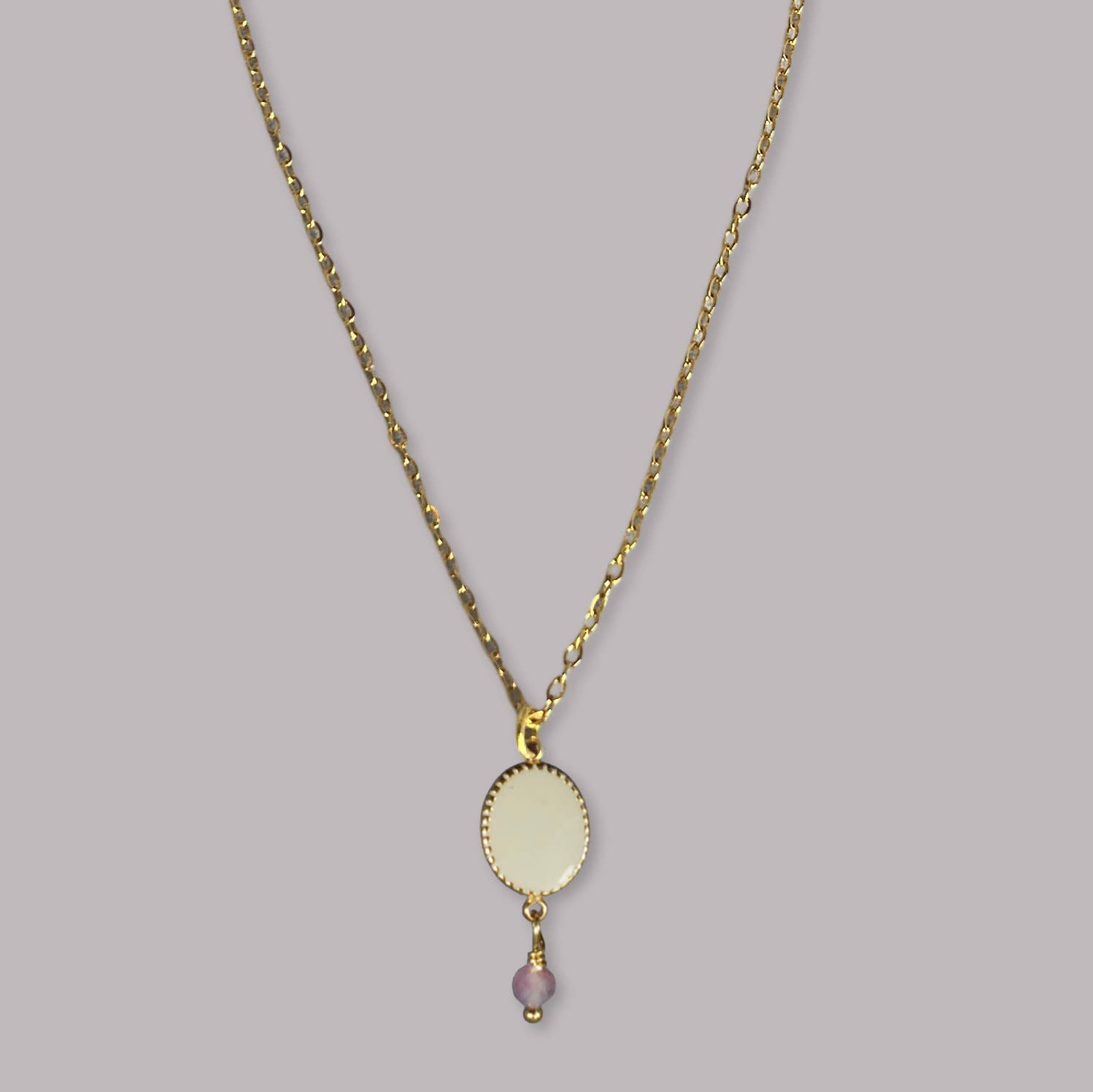 Jazu Jewellery - Wholesale Pendant/Charm Necklace - Nona necklace with enamel oval stainless steel pendant3