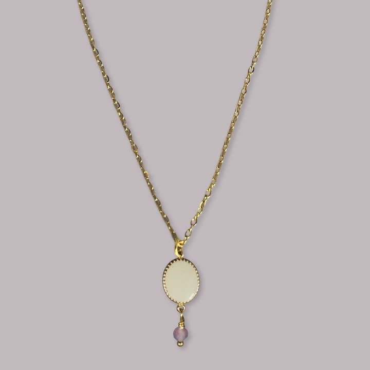 Jazu Jewellery - Wholesale Pendant/Charm Necklace - Nona necklace with enamel oval stainless steel pendant3