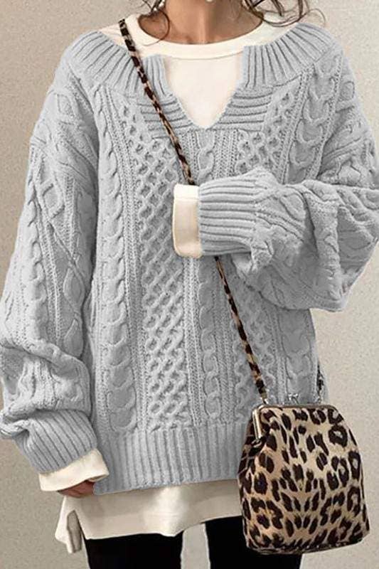 Fashion Combination - Vente Pull en maille – femme - pull à manches longues et col en V1